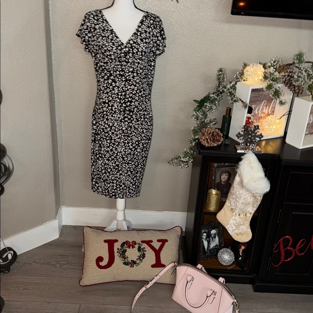 Floral Black and White Lauren Dress